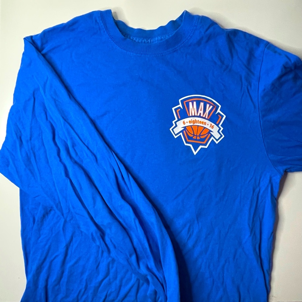 Long Sleeved Basketball Tee: Bright blue